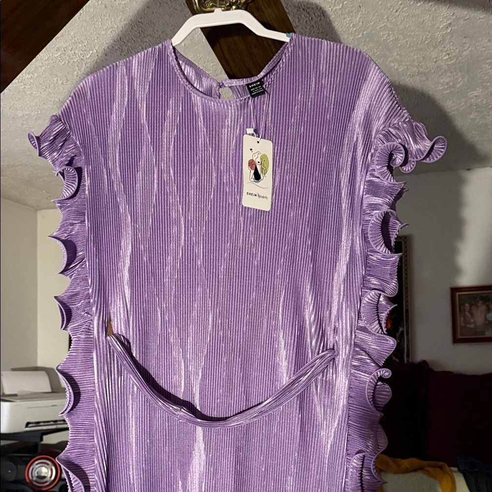 SHEIN Lavender Ruffle Sleeve Maxi Dress